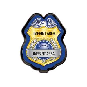 Custom Gold/Blue Jr. Police Chief Clip-On Badge Police, safety product, educational, plastic police badge, police officer badge, imprint badge, imprinted police badge, Custom Gold Blue Jr Police Chief Badge, SS66785ISP7, junior police chief badge, personalized police badge, kids police chief badge, clip on badge for kids, police outreach giveaways, school safety program supplies, community event promotional products, law enforcement promotional items, youth police badges, custom police giveaways