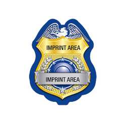 Custom Gold/Blue Jr. Police Chief Sticker Badge Police, safety product, educational, sticker police badge, police officer badge, imprint badge, imprinted police badge, imprinted sticker badge, sticker