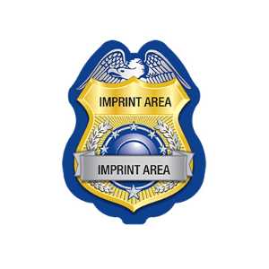 Custom Gold/Blue Jr. Police Chief Sticker Badge Police, safety product, educational, sticker police badge, police officer badge, imprint badge, imprinted police badge, imprinted sticker badge, sticker