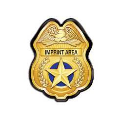 Custom Gold Jr. Police Officer Clip-On Badge Police, safety product, educational, gold badge, gold custom badge, gold police badge, plastic police badge, police officer badge, imprint badge, imprinted police badge, Custom Gold Jr Police Officer Badge, SS66785ISP3, personalized police badge, junior police officer badge, custom kids police badge, clip on police badge, police educational giveaways, community event badges, school safety program supplies, police outreach items, youth police badge, law enforcement promotional products