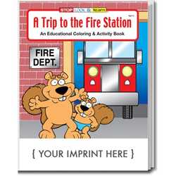 Custom Imprinted Coloring Book - A Trip to the Fire Station Children, educational, coloring, activity, book, safety