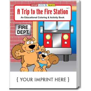Custom Imprinted Coloring Book - A Trip to the Fire Station Children, educational, coloring, activity, book, safety