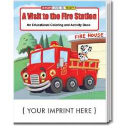 Custom Imprinted Coloring Book - A Visit to the Fire Station Children, educational, coloring, activity, book, safety