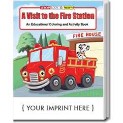 Custom Imprinted Coloring Book - A Visit to the Fire Station Children, educational, coloring, activity, book, safety