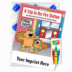 Custom Imprinted Coloring Book Fun Pack - A Trip to the Fire Station Children, educational, coloring, activity, book, safety