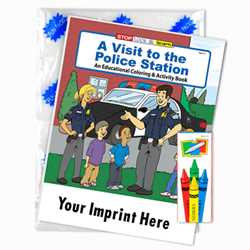 Custom Imprinted Coloring Book Fun Pack - A Visit to the Police Station 