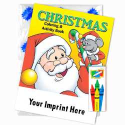 Custom Imprinted Coloring Book Fun Pack - Christmas christmas coloring book fun pack, holiday safety coloring book, custom fire department coloring book, EMS children’s giveaways, police department community handouts, winter holiday safety education for kids, seasonal safety event materials, first responder promotional items