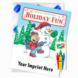 Custom Imprinted Coloring Book Fun Pack - Holiday Fun holiday fun coloring book, winter safety fun pack, custom fire department coloring book, EMS children’s giveaways, police department community handouts, holiday safety education for kids, seasonal safety event materials, first responder promotional items