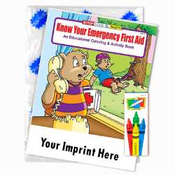 Custom Imprinted Coloring Book Fun Pack - Know Your Emergency First Aid 