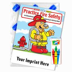 Custom Imprinted Coloring Book Fun Pack - Practice Fire Safety - English Version Children, educational, coloring, activity, book, safety
