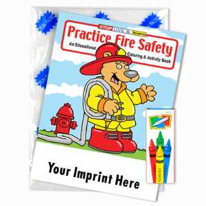 Custom Imprinted Coloring Book Fun Pack - Practice Fire Safety - English Version Children, educational, coloring, activity, book, safety