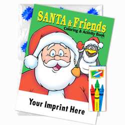Custom Imprinted Coloring Book Fun Pack - Santa and Friends 