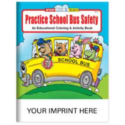 Custom Imprinted Coloring Book - Practice School Bus Safety bus safety, coloring book, activity book