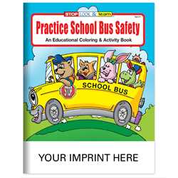 Custom Imprinted Coloring Book - Practice School Bus Safety bus safety, coloring book, activity book