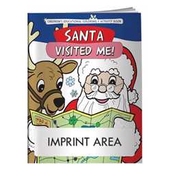 Custom Imprinted Coloring Book - Santa Visited Me! Merry, Christmas, Holiday, children, educational, coloring, activity, book, safety