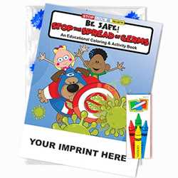 Custom Imprinted Fun Pack - Be Safe: Stop the Spread of Germs    Safety, flu, cough, sneezing, Covid-19, common cold, firefighting, fire safety product, fire prevention product, firefighting coloring book, firefighting activity book, fire safety coloring book, fire safety activity book, fire prevention coloring book, fire prevention activity book