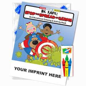 Custom Imprinted Fun Pack - Be Safe: Stop the Spread of Germs    Safety, flu, cough, sneezing, Covid-19, common cold, firefighting, fire safety product, fire prevention product, firefighting coloring book, firefighting activity book, fire safety coloring book, fire safety activity book, fire prevention coloring book, fire prevention activity book