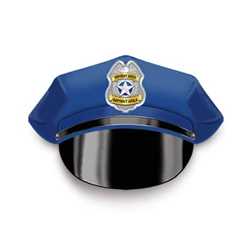 Custom Imprinted Silver Jr PC Shield w/ Silver Star Paper Police Hat police, educational, police hat, paper hat, kids hat, police department, police officer