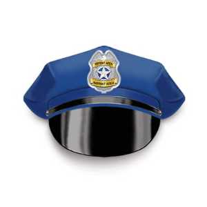 Custom Imprinted Silver Jr PC Shield w/ Silver Star Paper Police Hat police, educational, police hat, paper hat, kids hat, police department, police officer