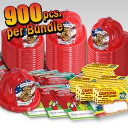 Custom Jr Firefighter Value Bundle - 900 pcs. fire prevention, fire hats, coloring books, crayons, value