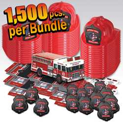 Custom Lieutenant Value Bundle - 1500 pcs. fire prevention, fire hats, paper fire trucks, badges, value