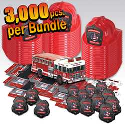 Custom Lieutenant Value Bundle - 3000 pcs. fire prevention, fire hats, paper fire trucks, badges, value