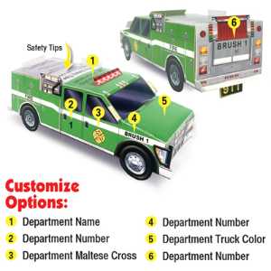Custom Paper Brush Truck custom paper brush truck, fire safety toy, kids fire truck, educational fire safety, fire department promo, fire prevention giveaway, paper fire truck, fire safety tips for children, outreach fire truck toy, customizable fire truck toy