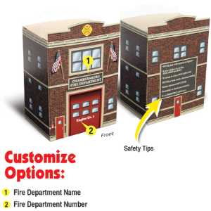 Custom Paper Fire Station Fire Station,  Fire, Station, Safety, custom paper fire station, fire station craft, kids fire safety giveaway, fire department promotional items, EMS community outreach, police department event supplies, children’s fire safety activities, fire prevention week handouts