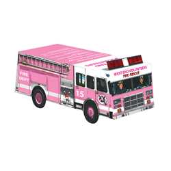 Custom Pink Ribbon Paper Fire Truck 