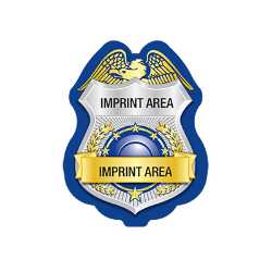 Custom Silver/Blue Jr. Police Chief Sticker Badge Police, safety product, educational, sticker police badge, police officer badge, imprint badge, imprinted police badge, imprinted sticker badge, sticker