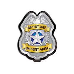 Custom Silver Jr. Police Chief Clip-On Badge Police, safety product, educational, plastic police badge, police officer badge, imprint badge, imprinted police badge, silver imprinted badge, silver badge, Custom Silver Jr Police Chief Badge, SS66785ISP12, junior police chief badge, personalized police badge, kids police chief badge, custom clip on badge, police outreach giveaways, community event promotional items, school safety program supplies, law enforcement promotional products, youth police badges, bulk custom badges