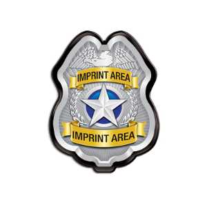 Custom Silver Jr. Police Chief Clip-On Badge Police, safety product, educational, plastic police badge, police officer badge, imprint badge, imprinted police badge, silver imprinted badge, silver badge, Custom Silver Jr Police Chief Badge, SS66785ISP12, junior police chief badge, personalized police badge, kids police chief badge, custom clip on badge, police outreach giveaways, community event promotional items, school safety program supplies, law enforcement promotional products, youth police badges, bulk custom badges