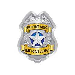 Custom Silver Jr. Police Chief Sticker Badge Police, safety product, educational, sticker police badge, police officer badge, imprint badge, imprinted police badge, imprinted sticker badge, sticker