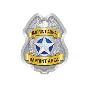 Custom Silver Jr. Police Chief Sticker Badge Police, safety product, educational, sticker police badge, police officer badge, imprint badge, imprinted police badge, imprinted sticker badge, sticker