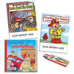 Deluxe Fire Safety Kit fun pack, fire safety, promotional fun pack, fire smart, story book, sticker book, coloring, coloring book, crayons