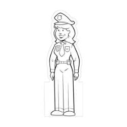 Female Police Officer Color-Me Stand-Out Police, safety product, educational, female officer, police officer color me, stand out color-me, card stock, female officer color-me, custom stand out, imprinted stand out, imprinted, custom