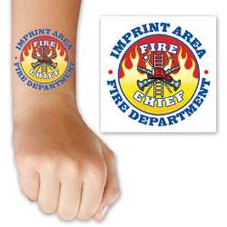 Fire Chief Custom Tattoo fire chief custom tattoo, fire department custom tattoo, EMS custom giveaway, police department promotional items, kids fire safety tattoo, personalized fire chief badge tattoo, community outreach handouts, first responder promotional items