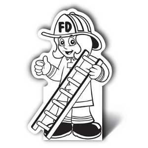 Fire Girl Color-Me Stand-Out firefighting, fire safety product, fire prevention, color me, female firefighter, firefighter, stand out, fire girl color me craft, kids fire safety activity, fire department giveaways, police community outreach items, EMS promotional products, children’s safety handouts, color and assemble craft