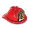 Fire Hat - Custom Black/Gold Engine Number/Text Shield custom fire hat, black fire helmet for kids, gold engine number shield, kids firefighter hat, fire department promotional items, EMS community outreach, police event giveaways, children’s fire-safety materials, fire prevention week giveaways