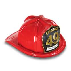Fire Hat - Custom Black/Gold Engine Number/Text Shield custom fire hat, black fire helmet for kids, gold engine number shield, kids firefighter hat, fire department promotional items, EMS community outreach, police event giveaways, children’s fire-safety materials, fire prevention week giveaways