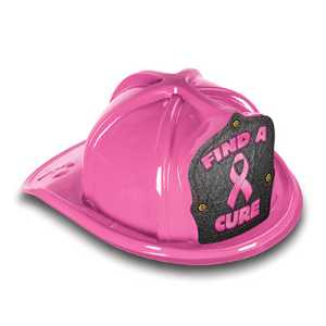 Fire Hat - Find A Cure Ribbon find a cure fire hat, awareness ribbon fire hat, jr firefighter hat, kids fire safety giveaways, fire department children’s items, EMS outreach supplies, police department kids giveaways, cancer awareness promotional items, fire prevention week handouts