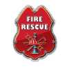 Fire Rescue w/FF Symbol Sticker Badge firefighter badge, kids firefighter badge, junior firefighter badge, patriotic firefighter badge, fire safety products, fire fighting, fire prevention