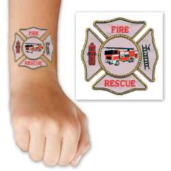 Fire Truck Maltese Cross Tattoo fire truck maltese cross tattoo, firefighter kids tattoo, maltese cross temporary tattoo, fire department children’s giveaways, EMS outreach items, police department community handouts, kids fire safety materials, first responder promotional items