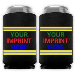 Full Color Foam Collapsible Coolies firefighting, fire safety product, fire prevention, fire helmet, can holder, fire helmet can holder, helmet shape, full color collapsible coolies, foam coolies custom, fire department giveaways, EMS outreach items, police department community handouts, kids safety promotional items, collapsible drink coolers, community event supplies