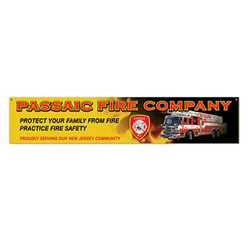 Full Custom Fire Department Banner - 12" x 60" firefighting, fire safety product, fire prevention, custom banner, imprinted, all-weather banner, indoor and outdoor use