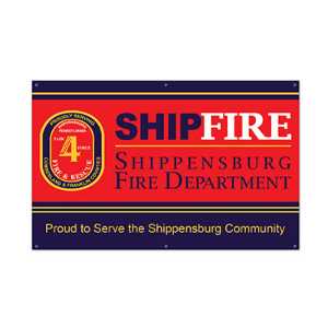 Full Custom Fire Dept Banner - 37.5" x 60" firefighting, fire safety product, fire prevention, full custom banner, custom, vinyl banner, indoor and outdoor use, imprinted
