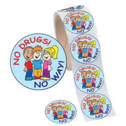 Fun Sticker Roll - No Drugs! No Way! fun sticker, stickers, drug free, drug, drugs, say no to drugs, just say no, drug free zone