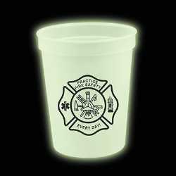 Glow in the Dark - 16 oz. Stadium Cup glow in the dark stadium cup, 16 oz glow cup, fire department giveaways, EMS promotional items, police community outreach, safety event handouts, glowing event cup, public education giveaways