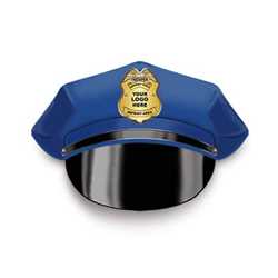 Gold Jr PO Shield w/ Custom Imprint & Logo Paper Police Hat police, educational, police hat, paper hat, kids hat, police department, police officer