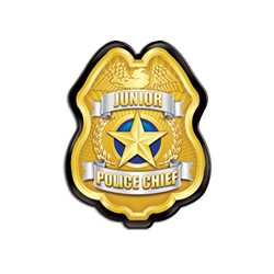 Gold Jr. Police Chief Badge Police, safety product, educational, plastic police badge, police officer badge, stock badge, stock police badge